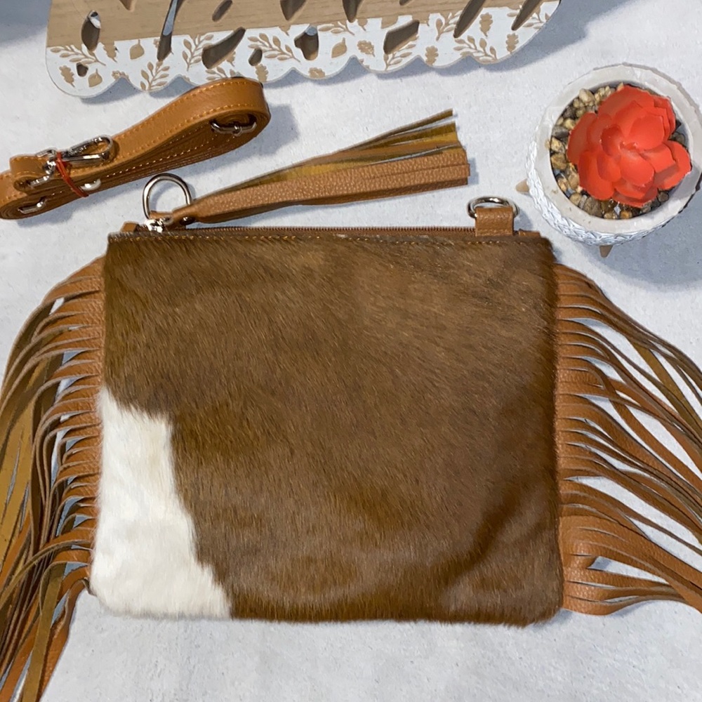 New Handmade 100% Real Cowhide Leather Crossbody Purse Handbag Hair On